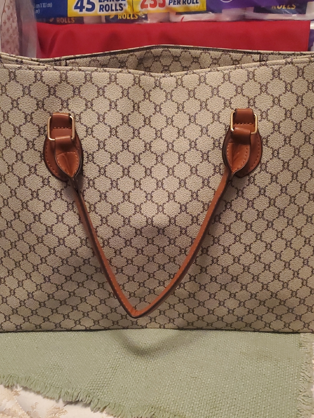 Classic Tote in Beige and Brown